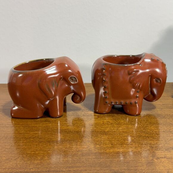 Partylite African Inspiration Elephant Tea light Holders Set of 2 - Picture 2 of 8
